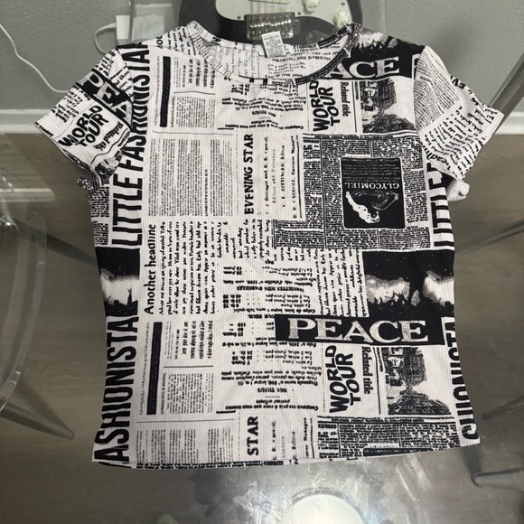 Rue21 Tops - Rue21 Black and White Newspaper Print Tee